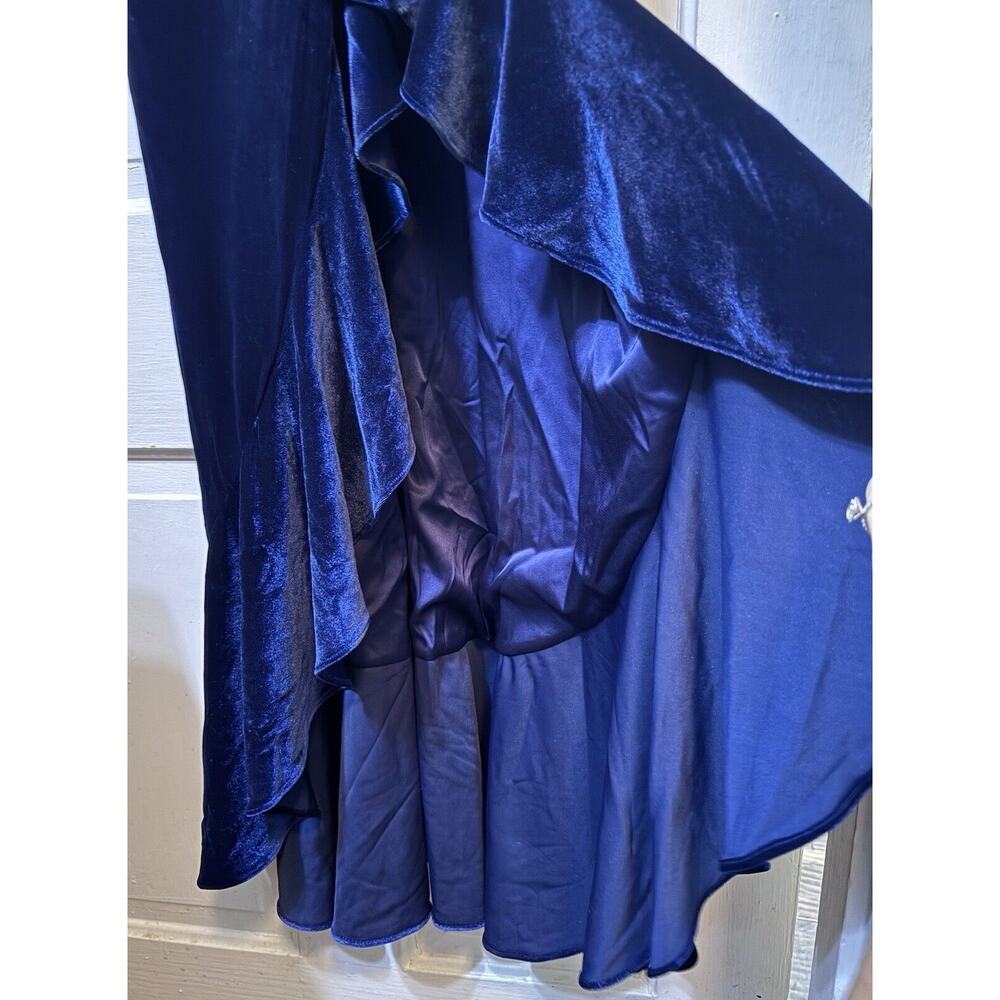 NWT Miss Circle Navy Blue Velvet Corset Long Slit Gown Size Medium - Picture 5 of 16